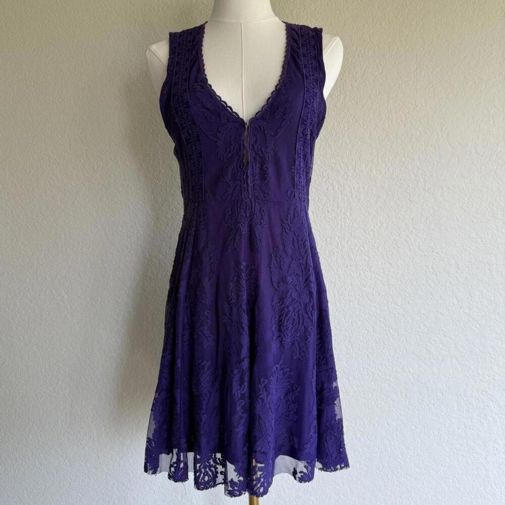 Free People Purple Lace Layered Dress Size 2